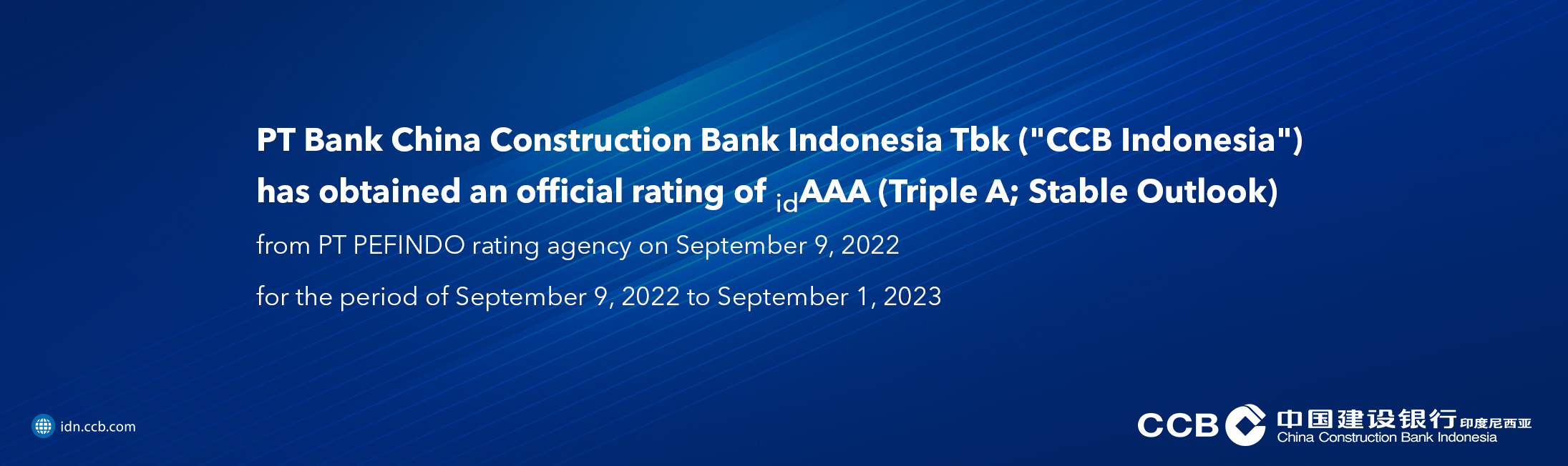 CCB Indonesia has obtained an official rating of idAAA